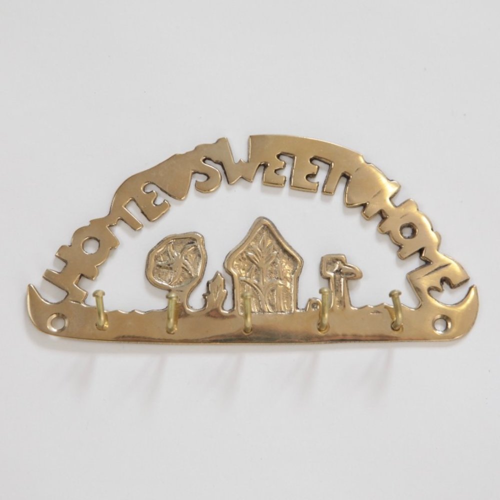 Vintage Brass "Home Sweet Home" Key Hook, Key Holder, Entryway, Jewelry Hook